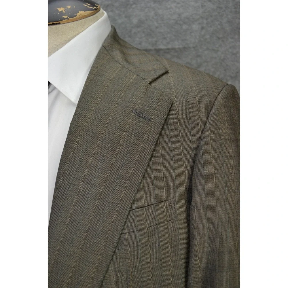 VTG Polo Ralph Lauren Blazer Men 46 Brown Plaid Strip Wool Sport Coat Jacket USA